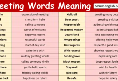 Greeting Words with Meanings