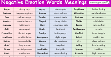Negative Emotion Words with Meanings