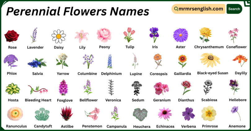 Perennial Flowers Names in English with Their Pictures