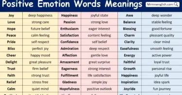 Positive Emotion Words in English