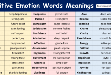 Positive Emotion Words in English