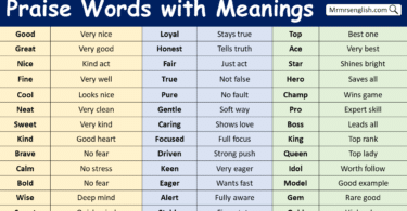 Praise Words with Meanings