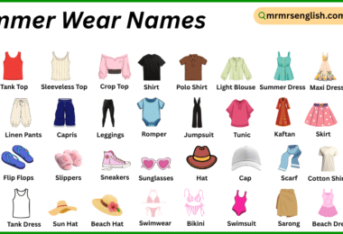 Summer Wear Names in English with Their Pictures
