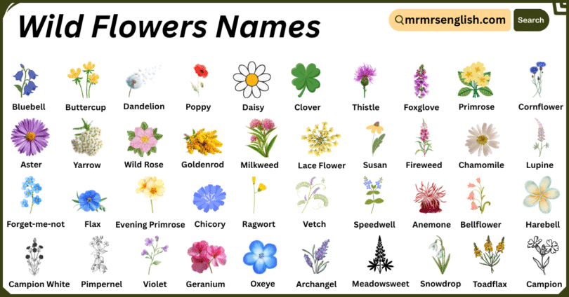 Wild Flowers Names in English with Their Pictures