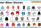 Winter Wear Names in English with Their Pictures