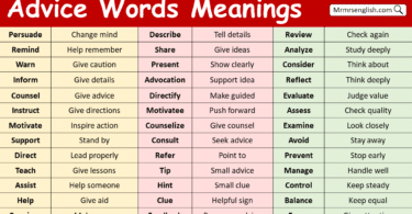 Advice Words with Meanings