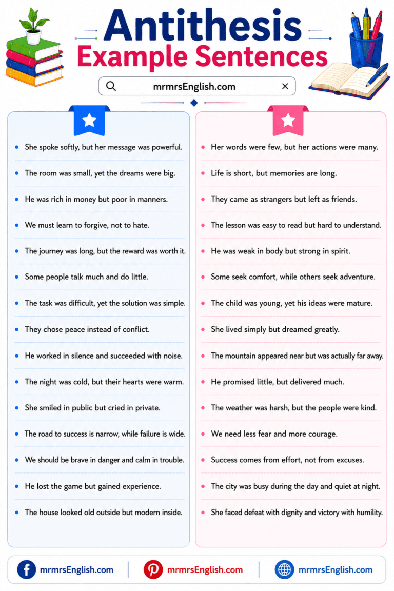 Antithesis in English Grammar with Examples and Meanings - MR MRS ENGLISH