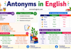 Antonyms in English with meanings and Examples