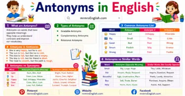 Antonyms in English with meanings and Examples