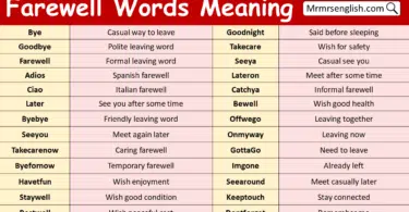 Farewell Words with Meanings