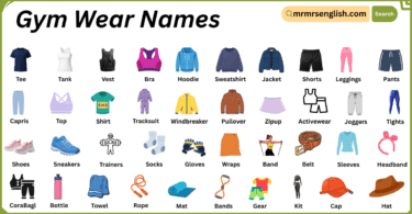 Gym Wear Names in English with Their Pictures
