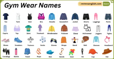 Gym Wear Names in English with Their Pictures