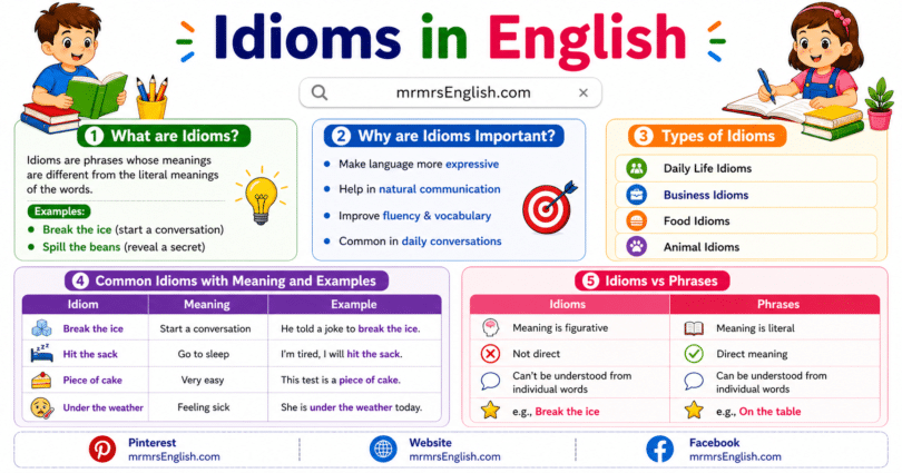 Idioms in English with Meanings and Examples