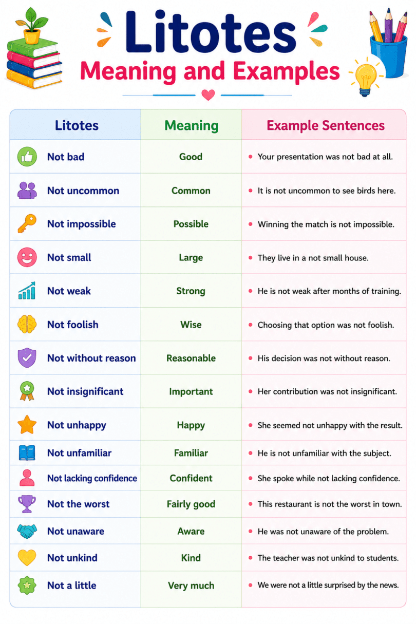 What Is Litotes in English with Meaning and Easy Examples - MR MRS ENGLISH