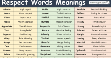 Respect Words in English