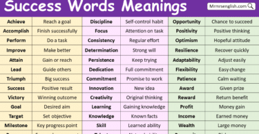 100 success Words Meanings