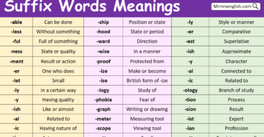 Suffix Words in English
