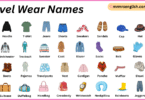 Travel Wear Names in English with Their Pictures