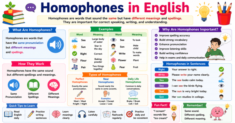 What Are Homophones in English with Meaning and Examples