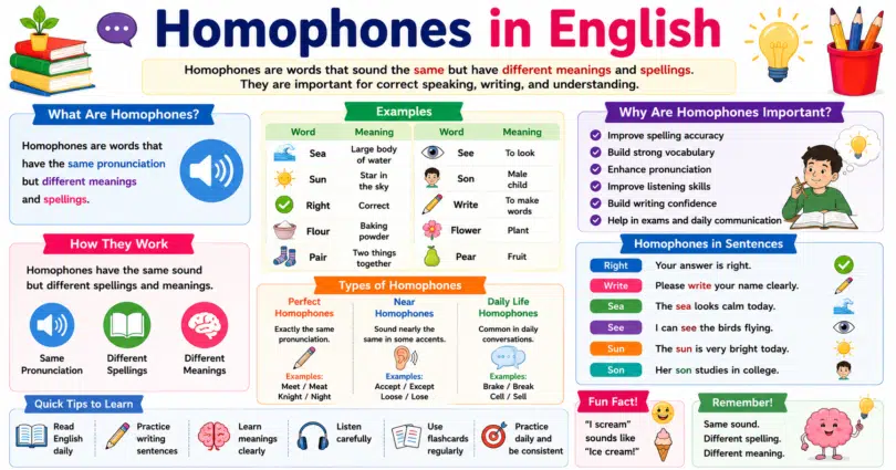 What Are Homophones in English with Meaning and Examples