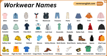 Workwear Names in English with Their Pictures