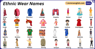Ethnic Wear Names in English with Their Pictures