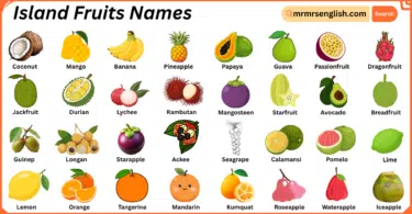 Island Fruits Names in English with Their Pictures