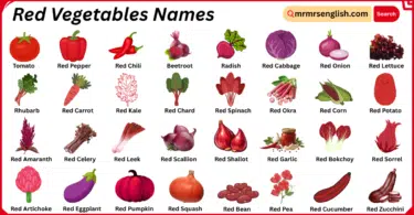 Red Vegetables Names in English with Their Pictures