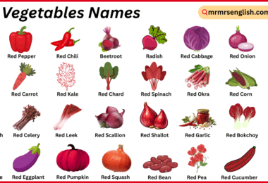 Red Vegetables Names in English with Their Pictures