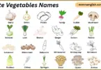 White Vegetables Names in English with Their Pictures