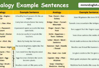 100 Analogy Example Sentences in English with Pictures