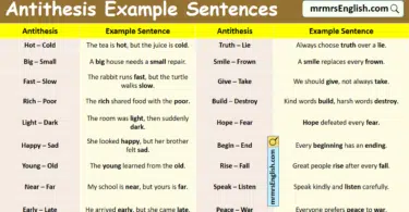 100 Antithesis Example Sentences in English with Pictures