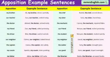 100 Apposition Example Sentences in English with Pictures
