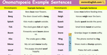 100 Onomatopoeia Example Sentences in English with Pictures