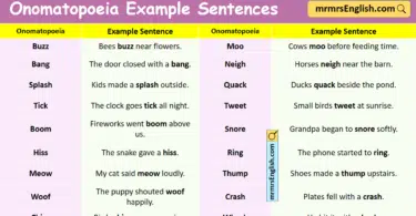 100 Onomatopoeia Example Sentences in English with Pictures