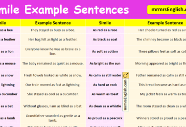 100 Simile Example Sentences in English with Pictures