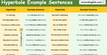 Hyperbole Example Sentences in English with Pictures