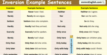 Inversion Example Sentences in English with Pictures