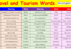 Travel and Tourism Words with Meaning in English and Pictures