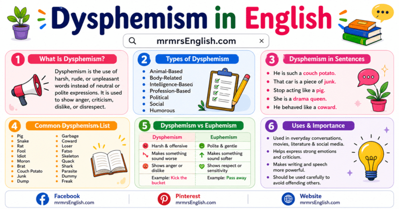 What Is Dysphemism in English Meaning and Simple Examples
