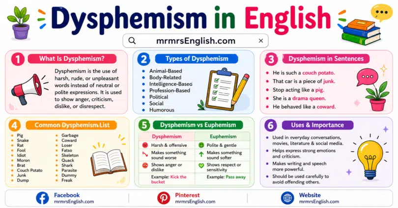 What Is Dysphemism in English Meaning and Simple Examples