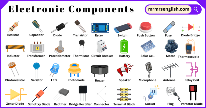Electronic Components Names in English with Their Pictures