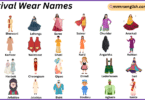 Festival Wear Names in English with Their Pictures