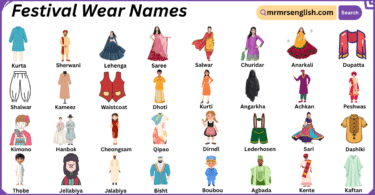Festival Wear Names in English with Their Pictures