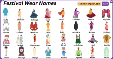 Festival Wear Names in English with Their Pictures