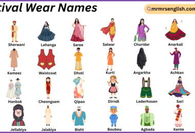 Festival Wear Names in English with Their Pictures