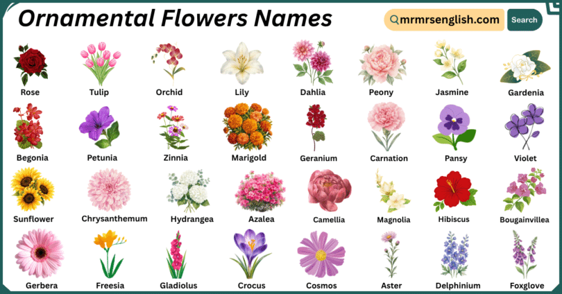 Ornamental Flowers Names in English with Their Pictures