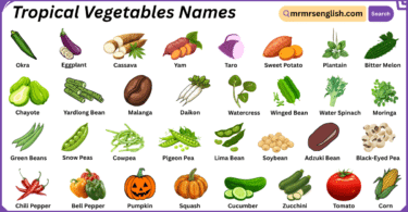 Tropical Vegetables Names in English with Their Pictures