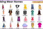 Wedding Wear Names in English with Their Pictures