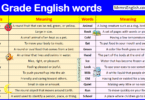 1st Grade Vocabulary Words with meaning in English with PDF